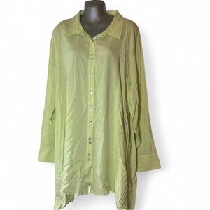 Soft Surroundings Green Button Up Dress